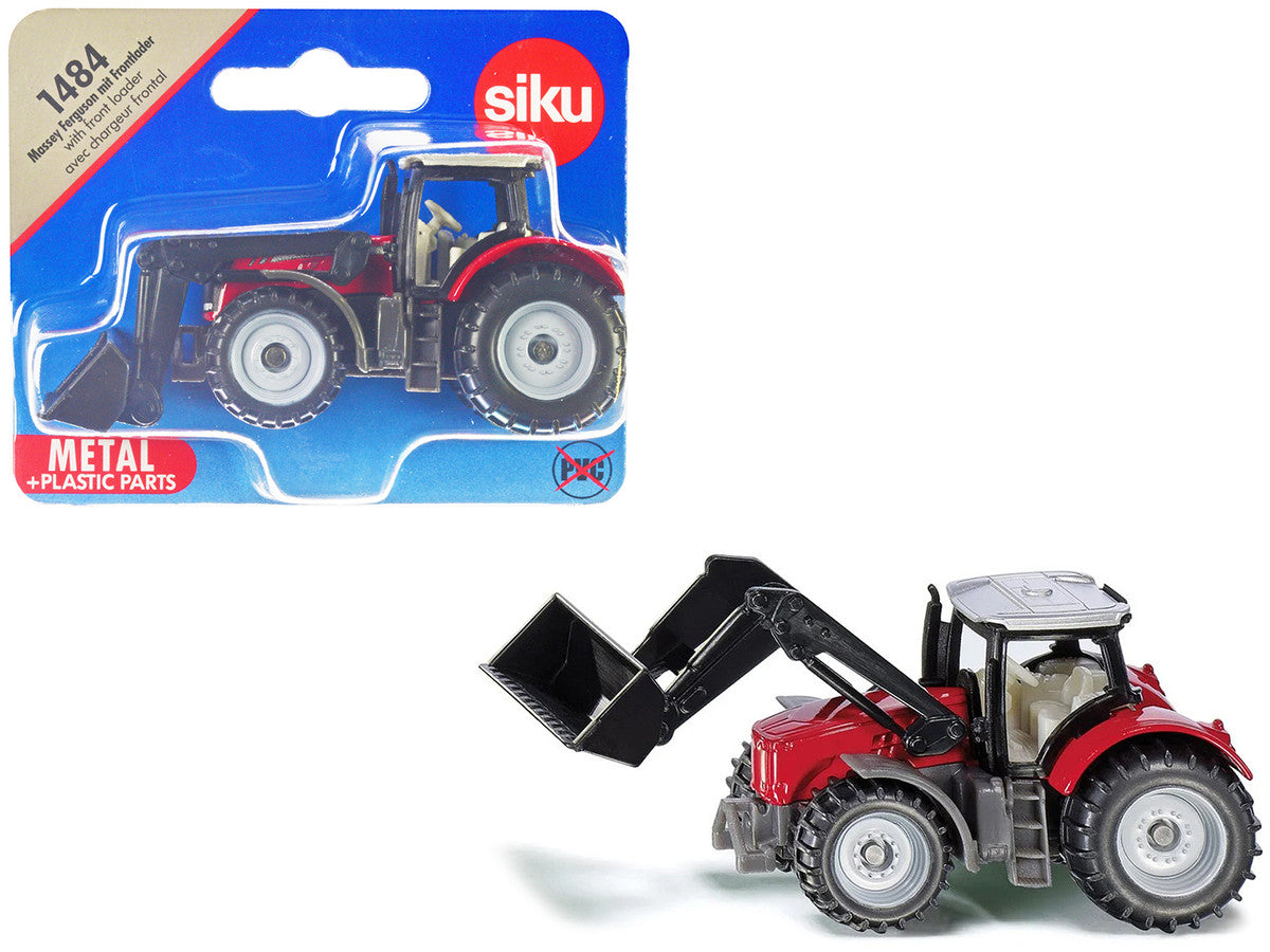 Massey Ferguson Tractor with Front Loader Red with Silver Top Diecast Model by Siku-2
