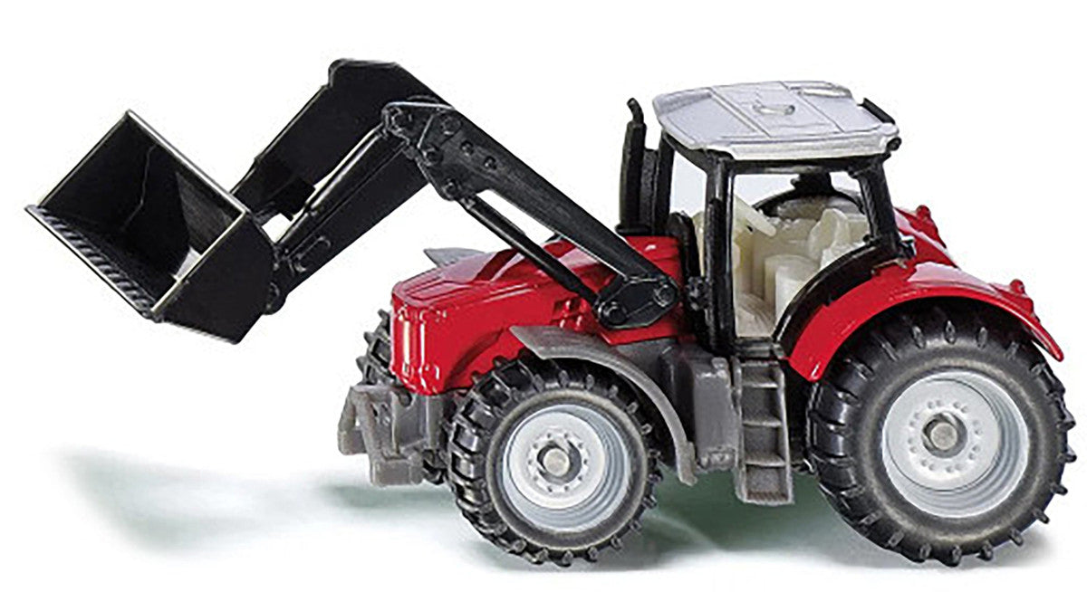 Massey Ferguson Tractor with Front Loader Red with Silver Top Diecast Model by Siku-0