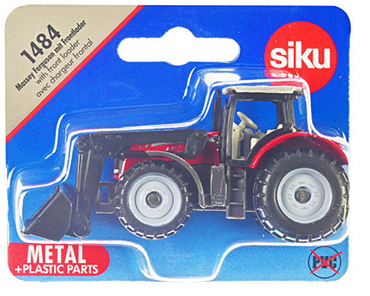Massey Ferguson Tractor with Front Loader Red with Silver Top Diecast Model by Siku-1
