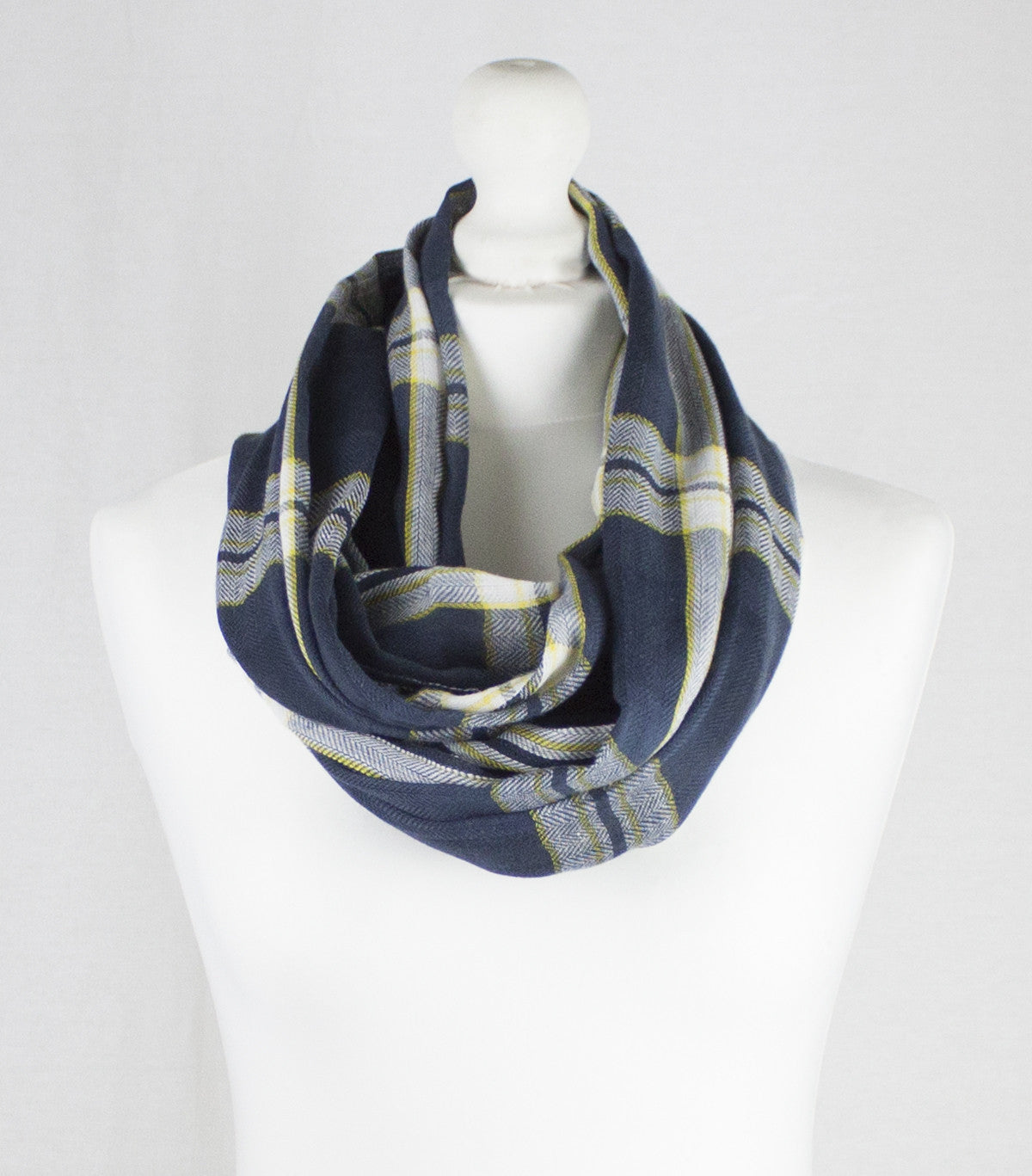 Window Checks Twill Weave Cotton Viscose Scarf - Black White-1