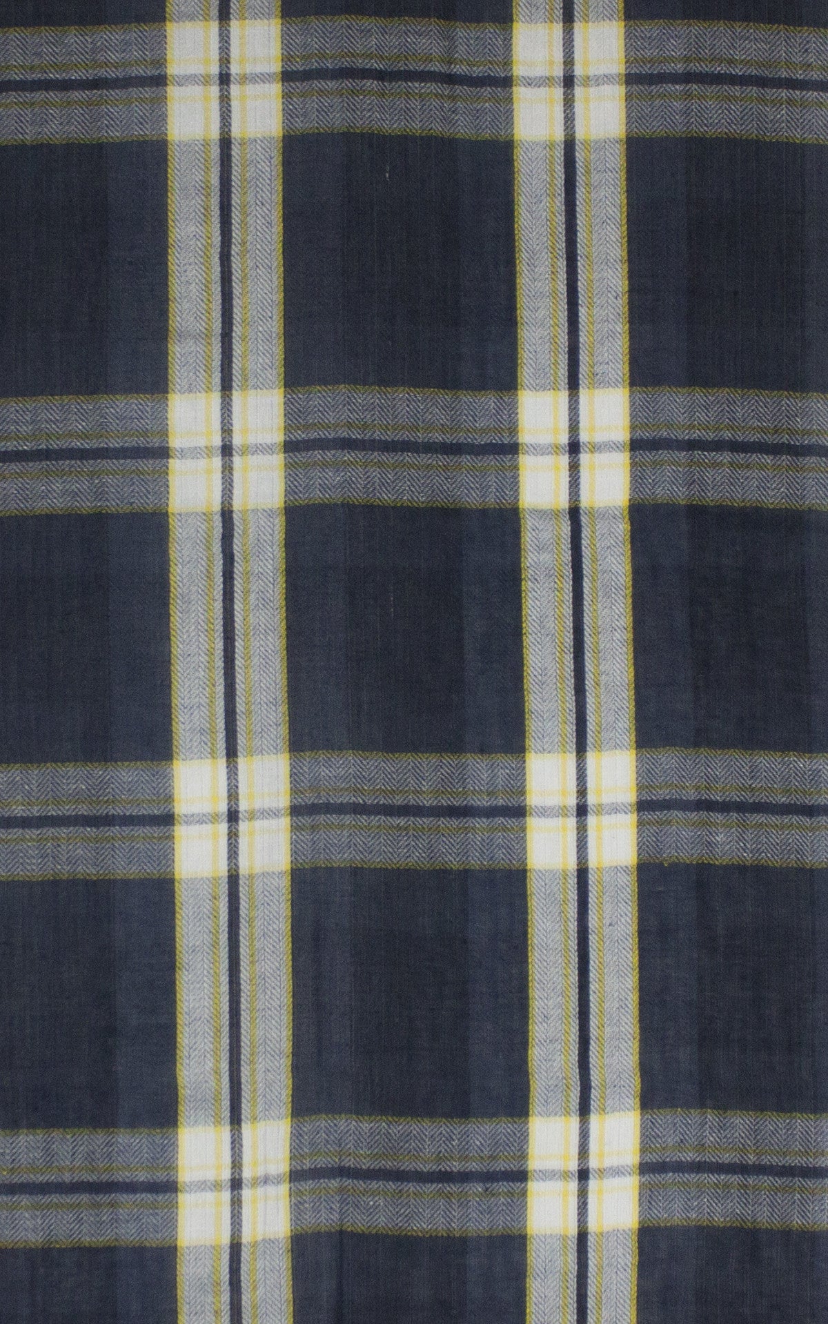 Window Checks Twill Weave Cotton Viscose Scarf - Black White-2