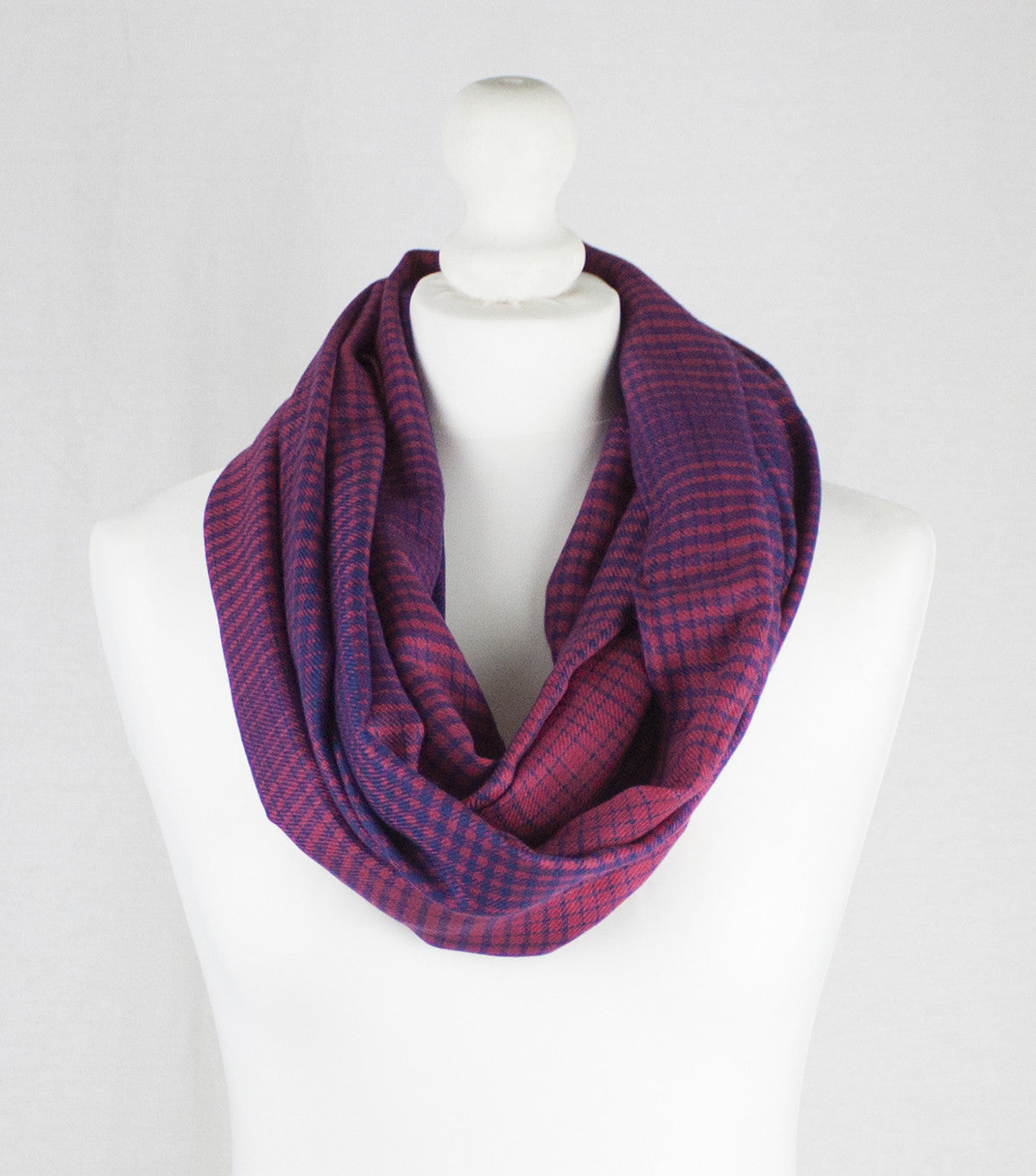 Gradient Checks Twill Weave Viscose Scarf - Fuchsia Purple-1