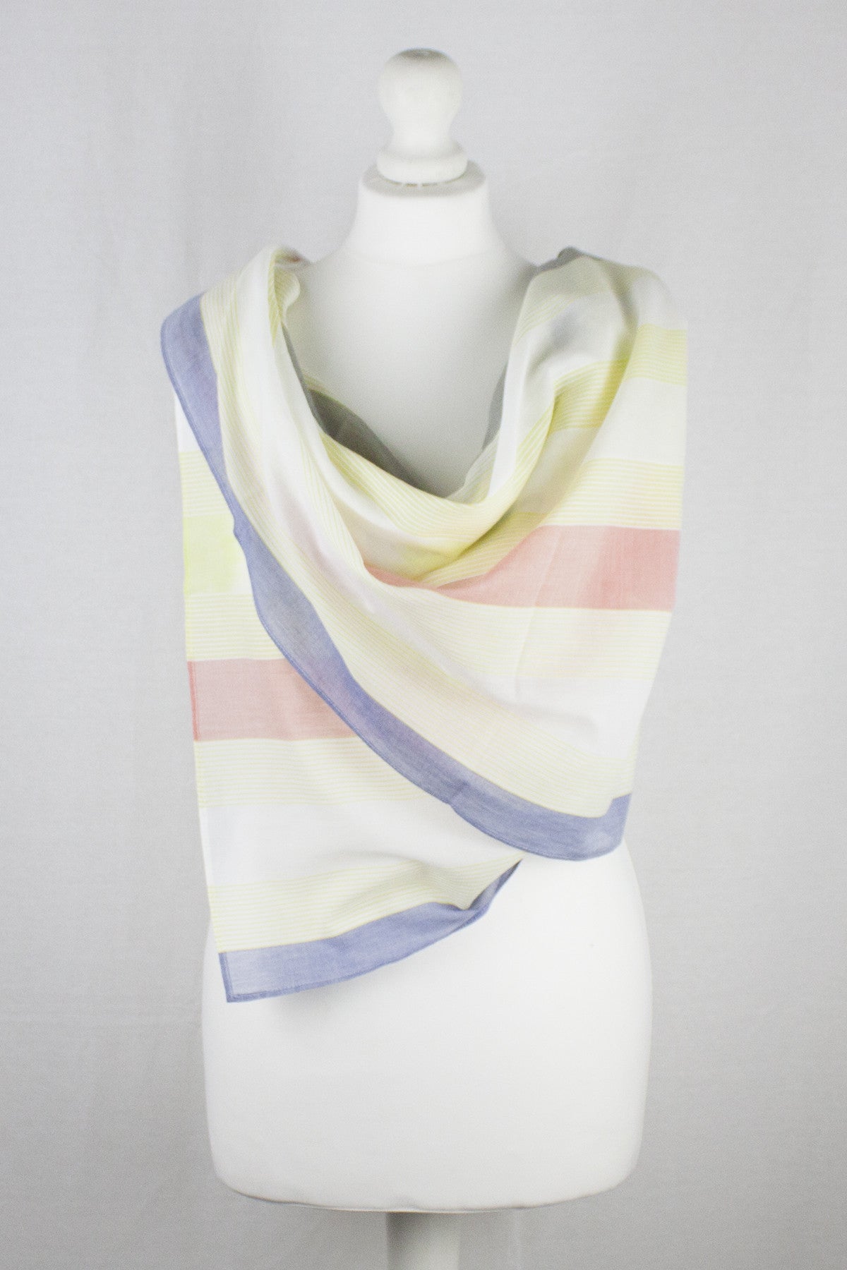 Fine Cotton Stripes Cotton Scarf - Pink Lime-2