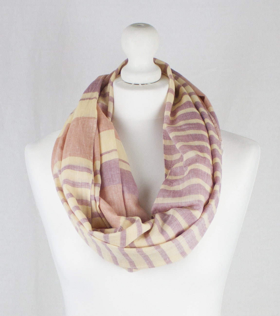 Chambray Stripe Cotton Scarf - Orange Red Yellow-2