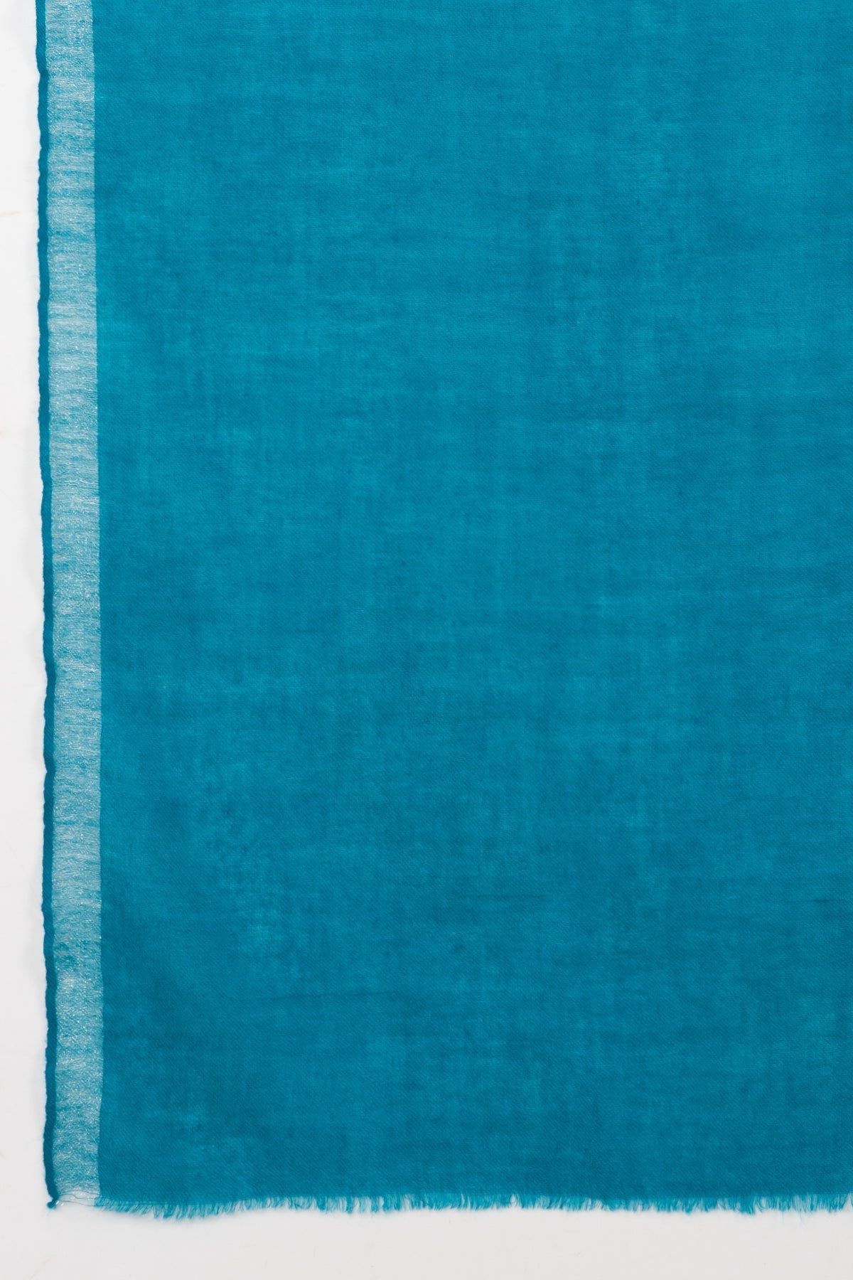 Twill Weave with Silver Lurex Border Merino Wool Scarf - Turquoise-2