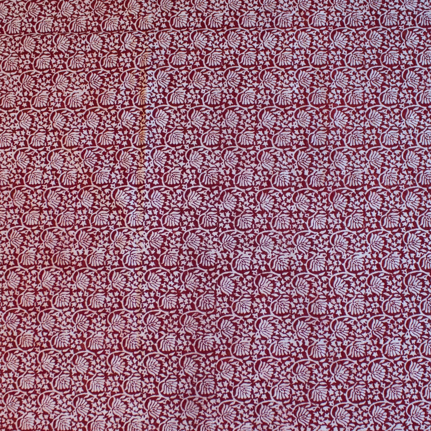 Lotus Flower Hand-block Print Area Rug - Red-3