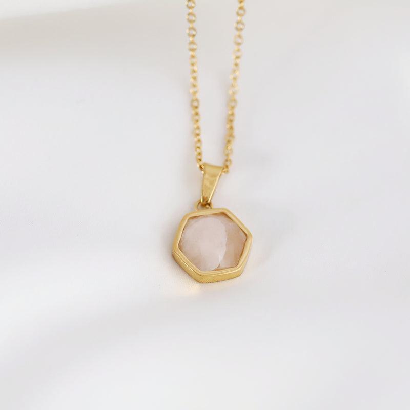 GildedRose - 18K Vergulde Rozenkwarts Ketting - Omarm Je Innerlijke Gloed