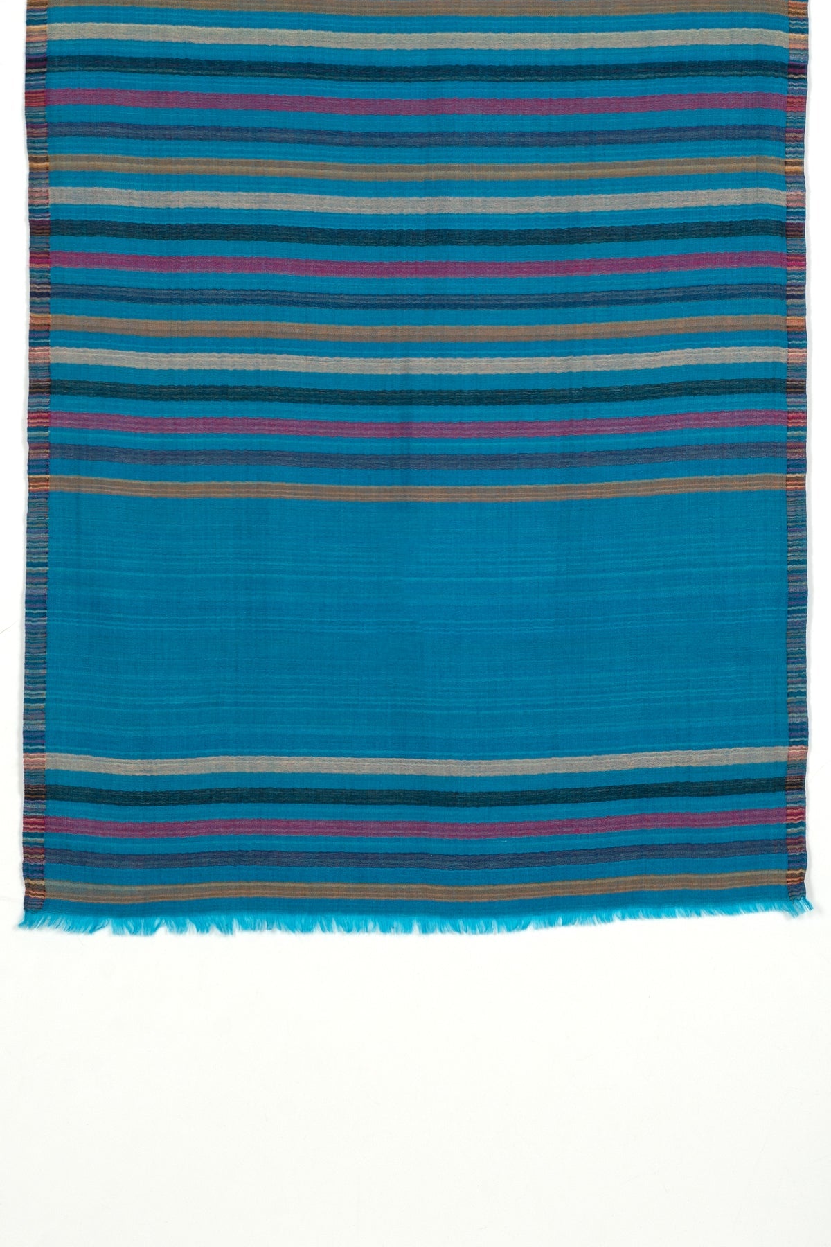 Vivid Stripes Reversible Cashmere Wool Scarf – Turquoise Multi | SVEŽElife-1