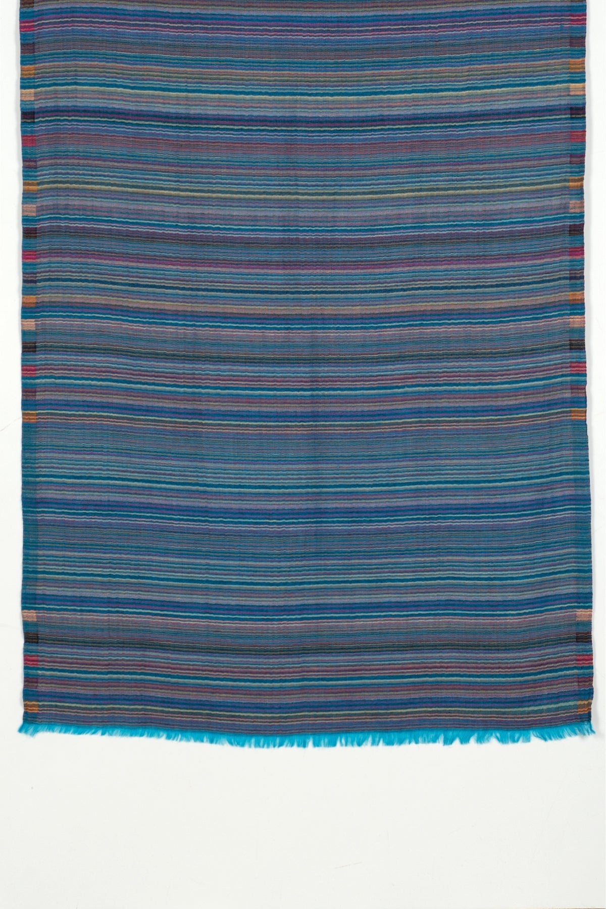 Vivid Stripes Reversible Cashmere Wool Scarf – Turquoise Multi | SVEŽElife-3