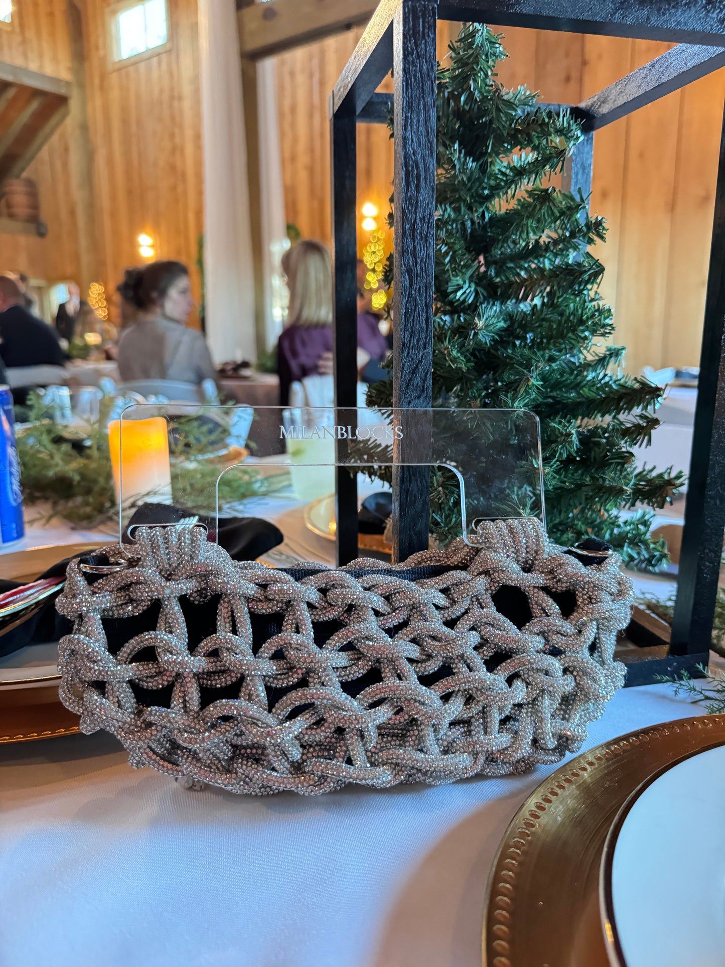 60s inspired woven rhinestones bag-2