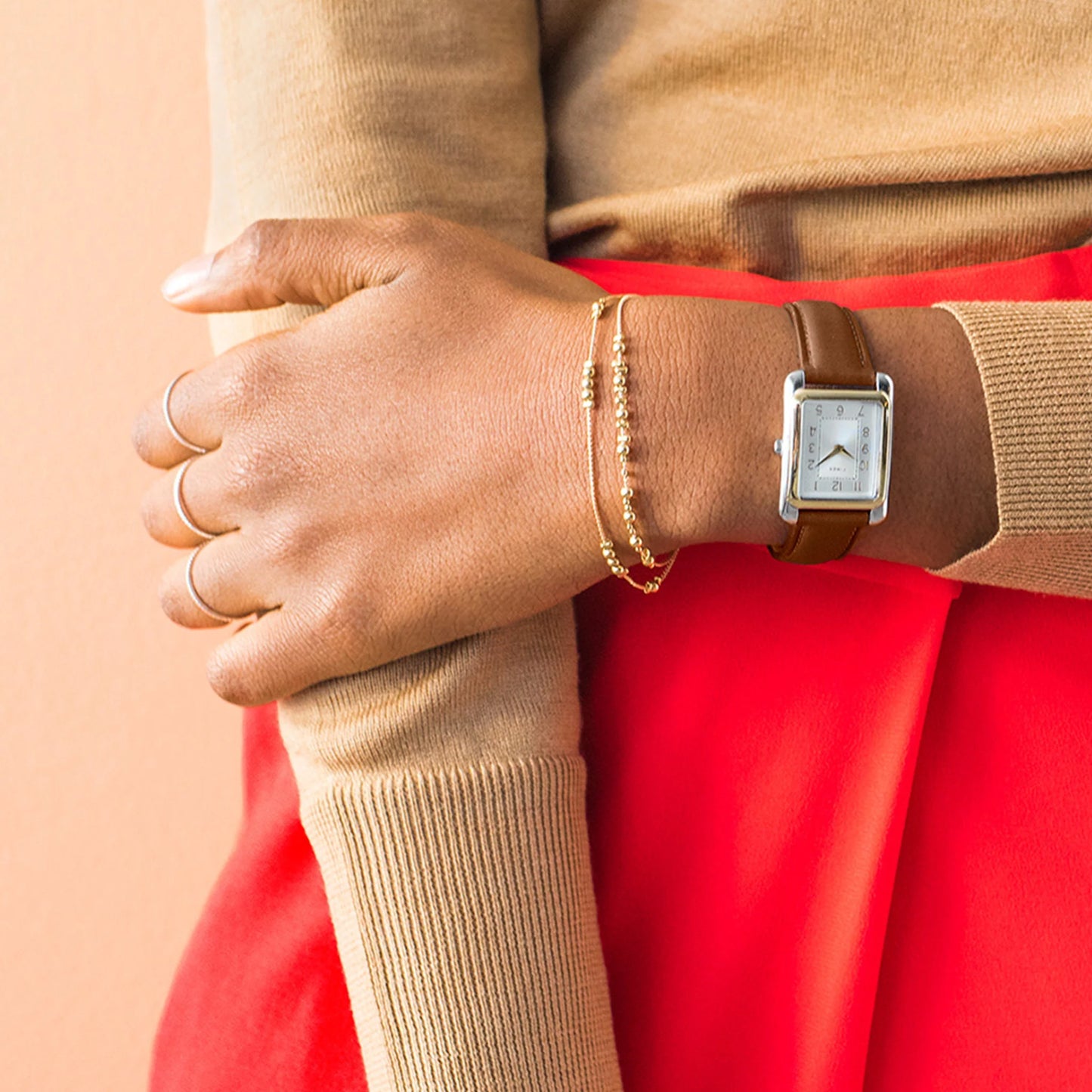 Timex Women's Brown Leather Watch, Silver Dial | TW2R89600-4