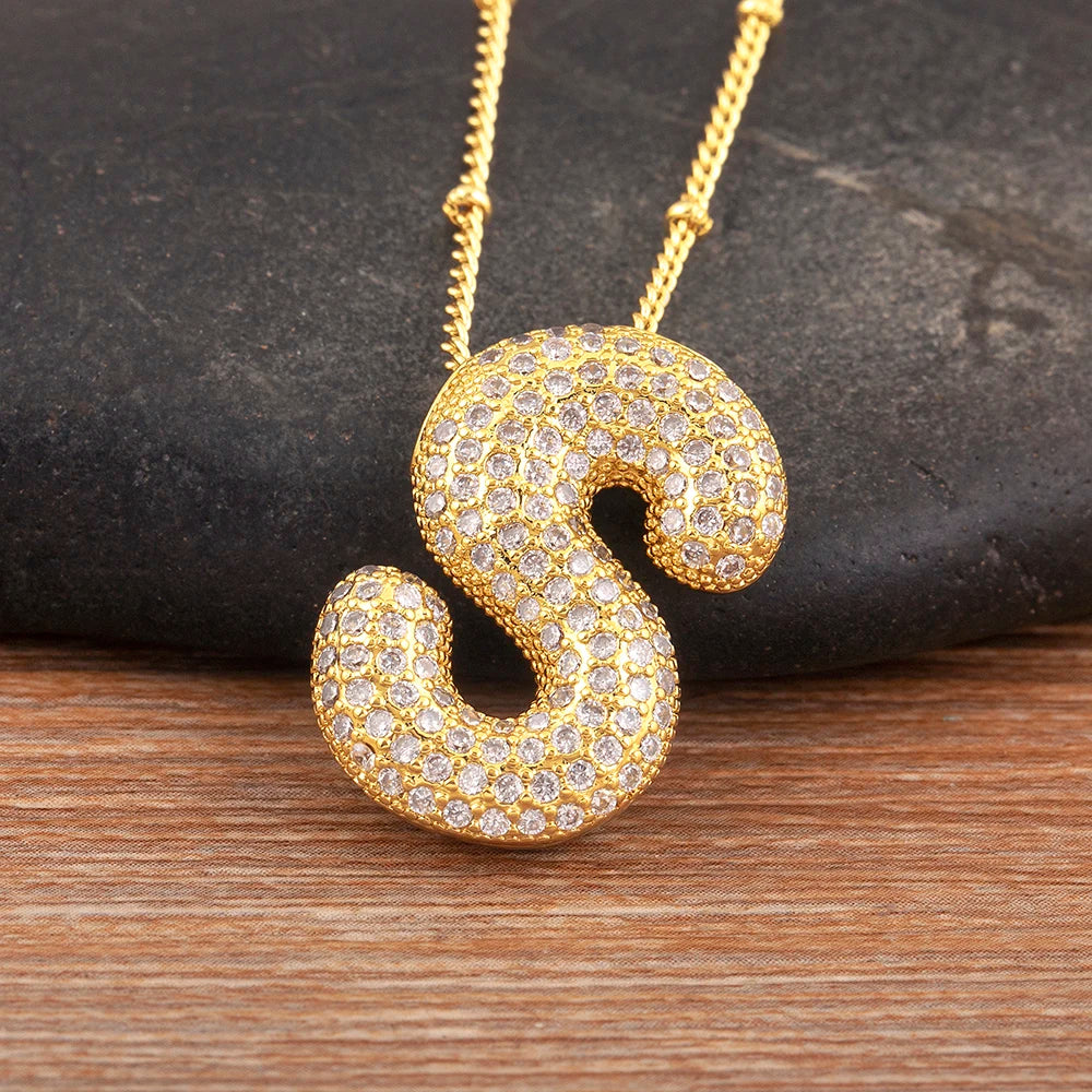 Luxe Nidin Glanzende Zirkonia Initialen Hanger Ketting - A-Z Alfabet Bedel voor Vrouwen, Perfect Cadeau voor Elke Gelegenheid!