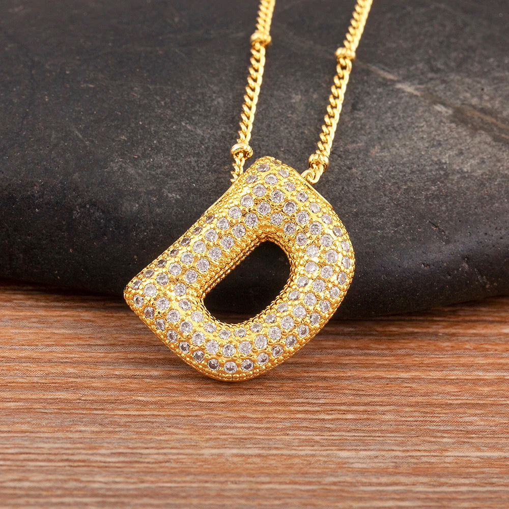Luxe Nidin Glanzende Zirkonia Initialen Hanger Ketting - A-Z Alfabet Bedel voor Vrouwen, Perfect Cadeau voor Elke Gelegenheid!