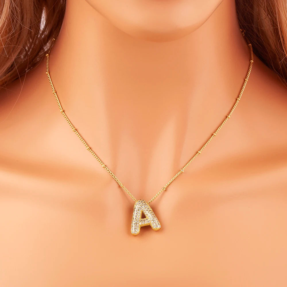 Luxe Nidin Glanzende Zirkonia Initialen Hanger Ketting - A-Z Alfabet Bedel voor Vrouwen, Perfect Cadeau voor Elke Gelegenheid!