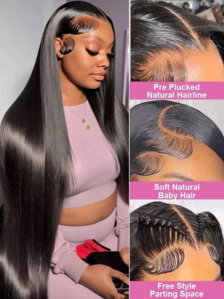 30 40 Inch Lace Frontal Wigs Human Hair Bone Straight 13x6 13x4 HD Lace Frontal Wig 6x6 Closure Glueless Wig Remy For Women 200%