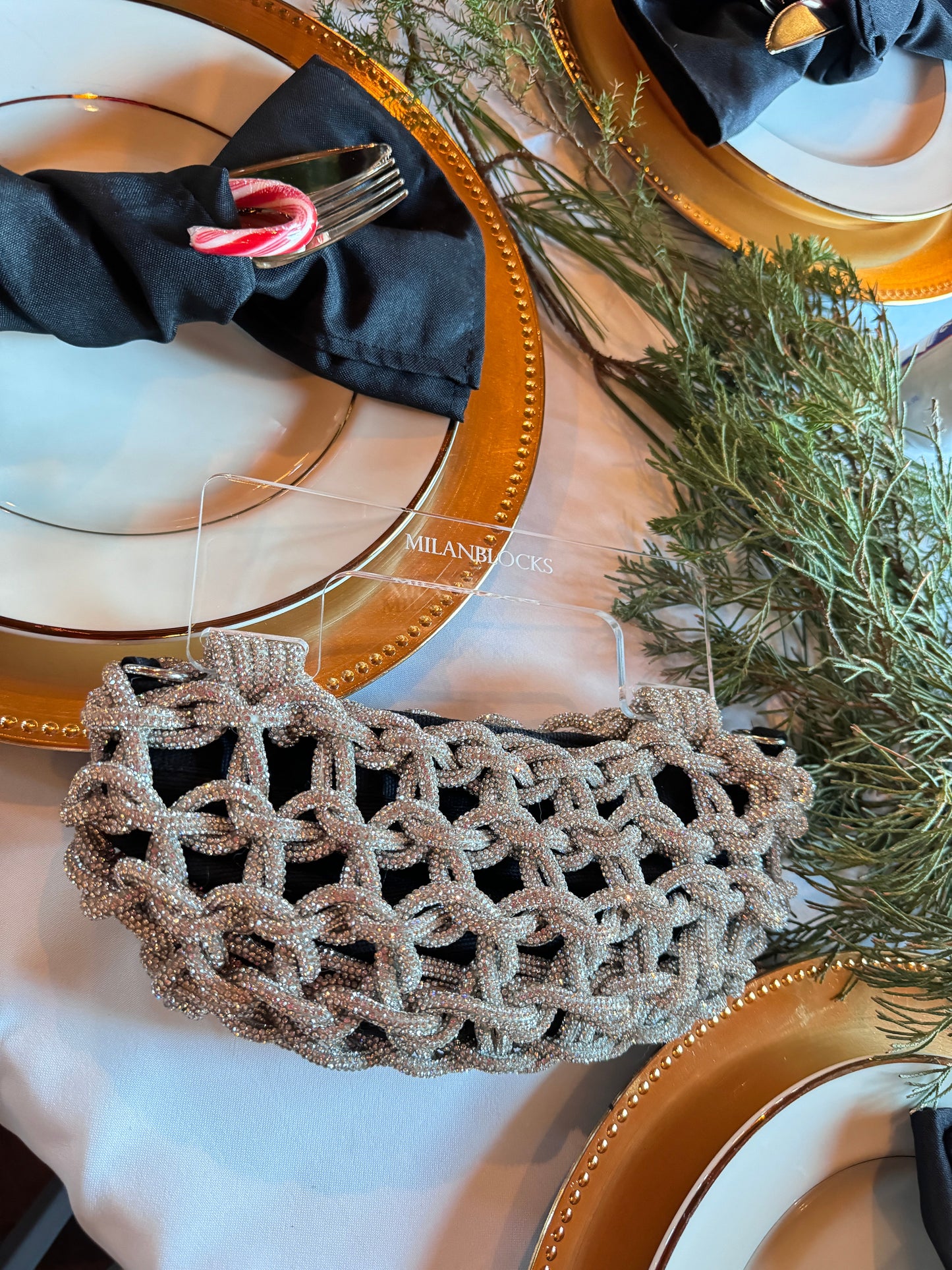 60s inspired woven rhinestones bag-0