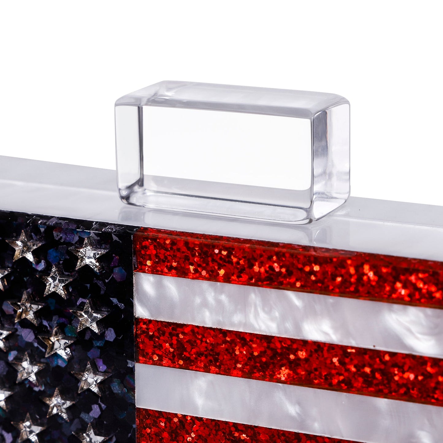 Sparkling American Flag Pearl White Clutch Purse-2