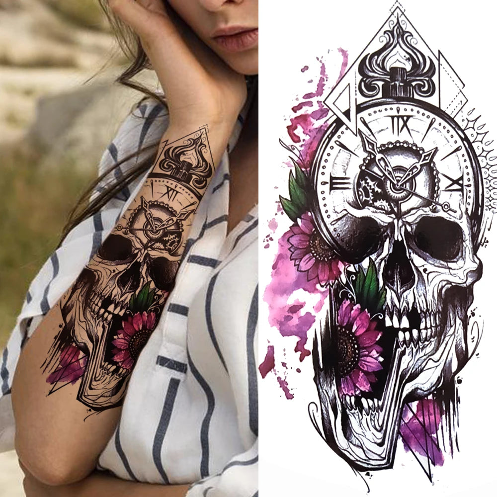 Indrukwekkende Volledige Arm Tijdelijke Tattoo Mouw voor Mannen en Vrouwen - Realistische Krijger, Leeuw, Tijger en Bloementekening - Gedurfde Zwarte Totem en Maori Stijl Stickers