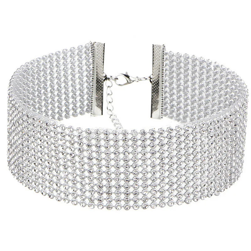 Trendy 2024 Europese Stijl Dames Punk Hip Hop Choker Ketting met Strass Inleg - Een Stijlvol Cadeau!