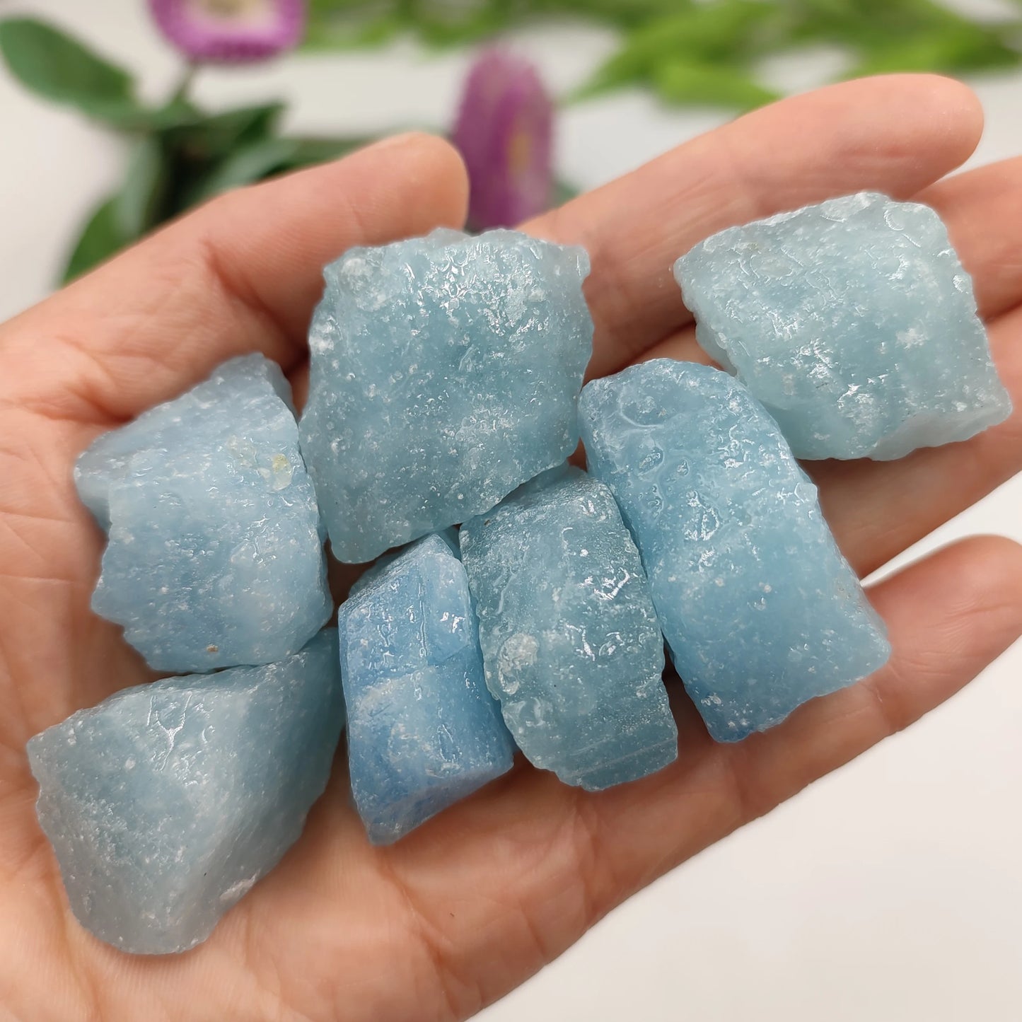 Raw Aquamarine Rough Stone 2-3cm Natural Blue Crystal with Protective Resin Coating Healing Mineral Specimen
