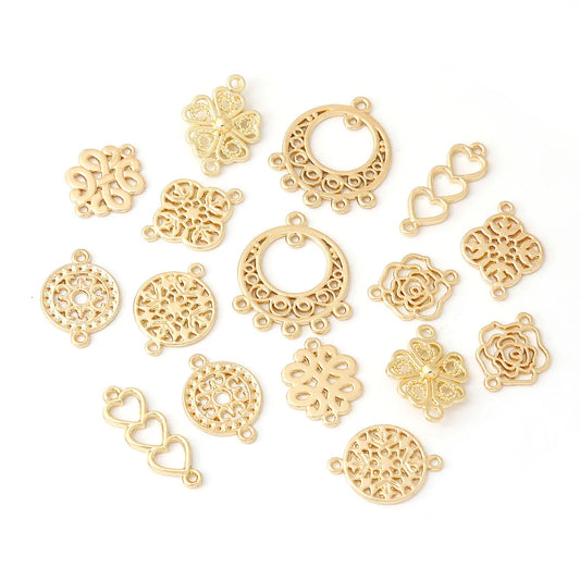 Antique Gold Connector Charms for Jewelry Making Zinc Alloy Links DIY Earrings Bracelets Craft Supplies