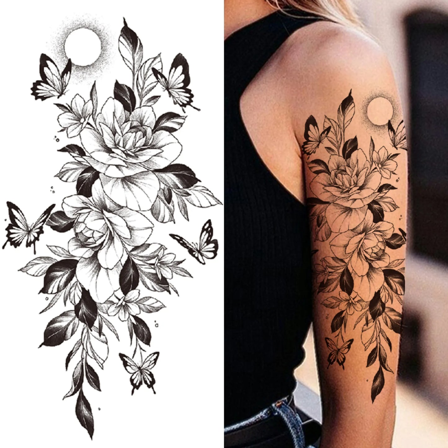 Indrukwekkende Volledige Arm Tijdelijke Tattoo Mouw voor Mannen en Vrouwen - Realistische Krijger, Leeuw, Tijger en Bloementekening - Gedurfde Zwarte Totem en Maori Stijl Stickers