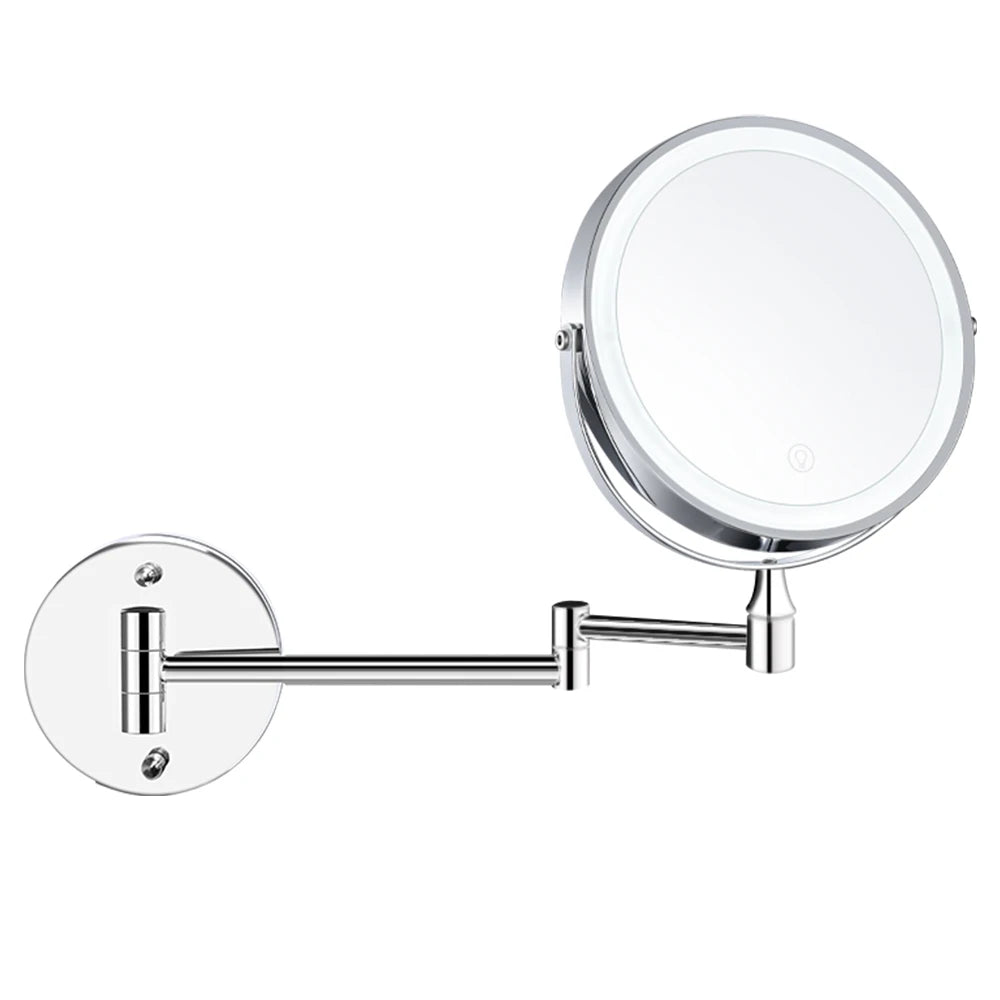 Transformeer je verzorgingsroutine met deze 8-inch wandgemonteerde LED make-up spiegel – Verstelbaar & 10X vergroting voor een vlekkeloze schoonheid!