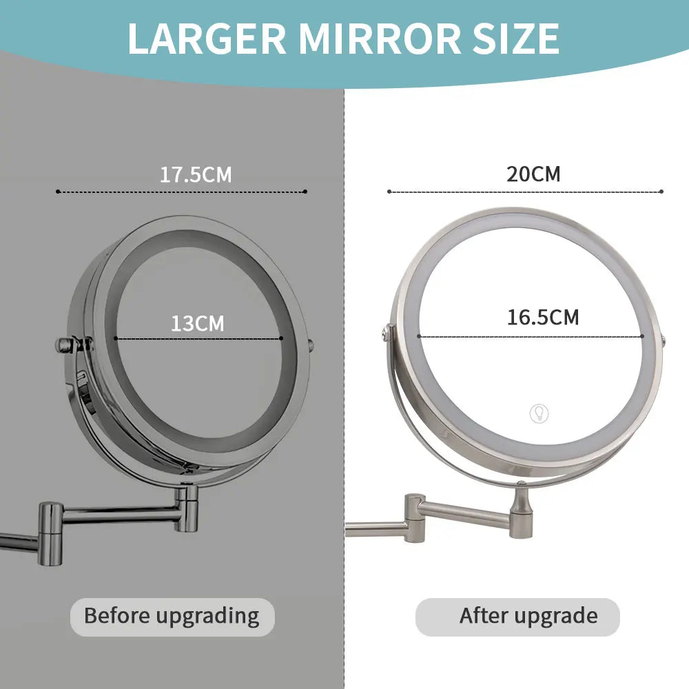 Transformeer je verzorgingsroutine met deze 8-inch wandgemonteerde LED make-up spiegel – Verstelbaar & 10X vergroting voor een vlekkeloze schoonheid!