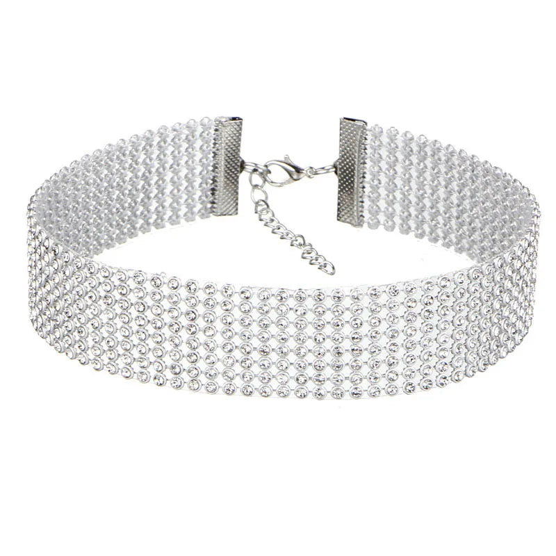Trendy 2024 Europese Stijl Dames Punk Hip Hop Choker Ketting met Strass Inleg - Een Stijlvol Cadeau!