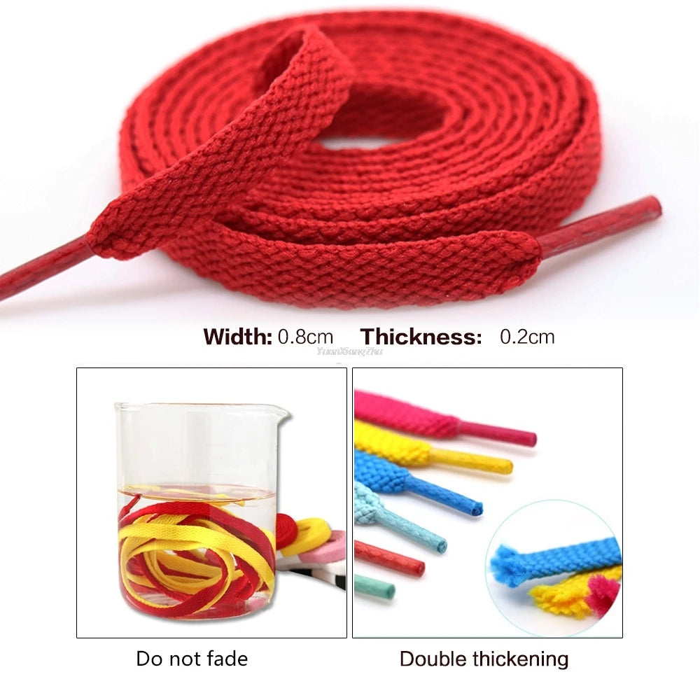 1Pair Thicken Flat Shoe laces Classic Solid Shoelaces for Athletic Running Sneaker Laces Shoes Boot 0.8 CM Width Shoelace String