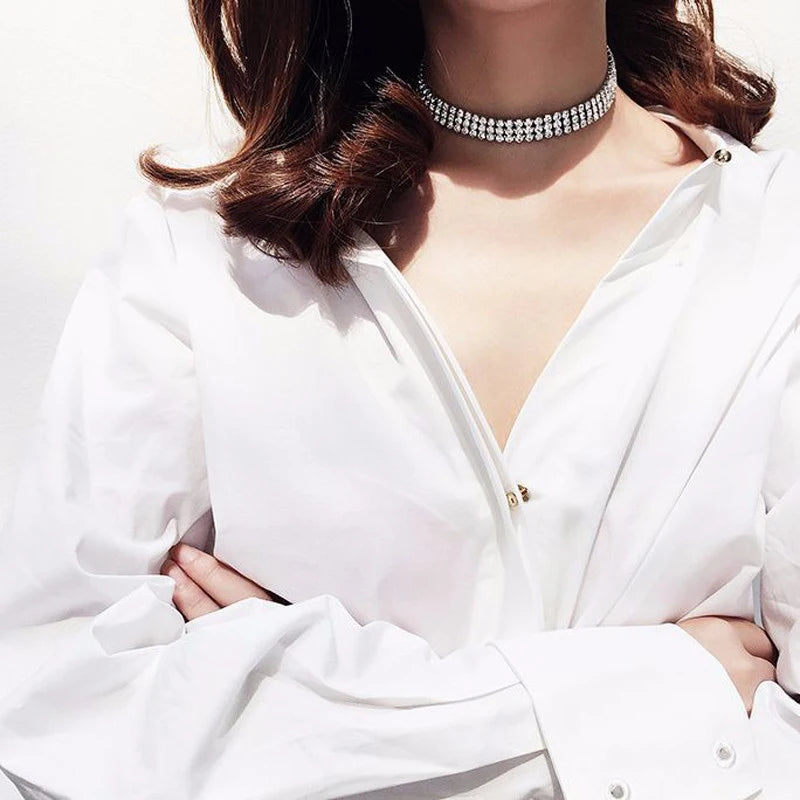 Trendy 2024 Europese Stijl Dames Punk Hip Hop Choker Ketting met Strass Inleg - Een Stijlvol Cadeau!