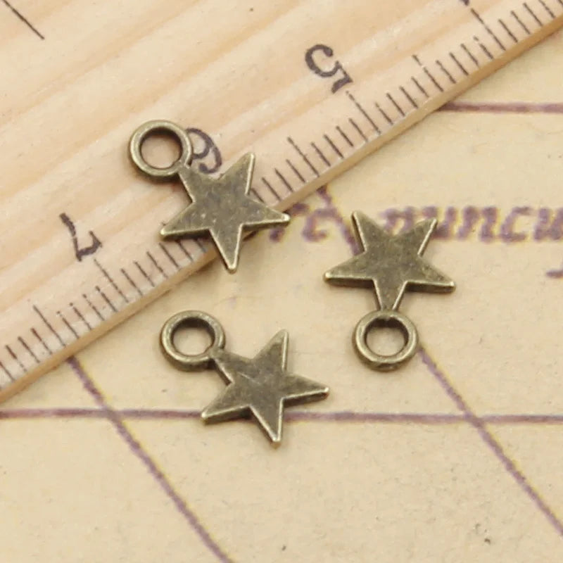 Stern Anhänger Charms 30 Stück 11 x 8 mm Metall für DIY Schmuckherstellung Bastelbedarf