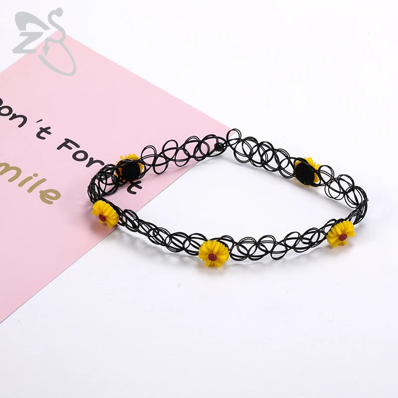 12-delige Retro-geïnspireerde Stretch Choker Ketting Set voor Dames - Stijlvolle Punk Gothic Elastische Kettingen voor Meisjes en Vrouwen