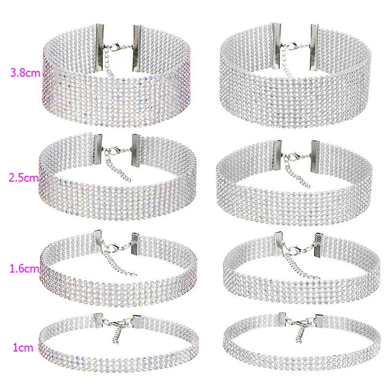 Trendy 2024 Europese Stijl Dames Punk Hip Hop Choker Ketting met Strass Inleg - Een Stijlvol Cadeau!