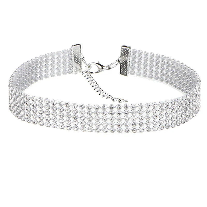 Trendy 2024 Europese Stijl Dames Punk Hip Hop Choker Ketting met Strass Inleg - Een Stijlvol Cadeau!