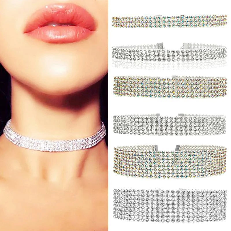 Trendy 2024 Europese Stijl Dames Punk Hip Hop Choker Ketting met Strass Inleg - Een Stijlvol Cadeau!