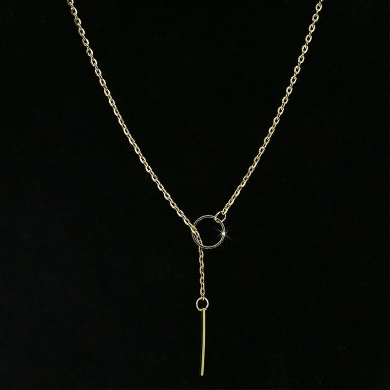 Chic Minimalistische Punk Hangende Ketting voor Vrouwen - Fijn Ronde Cirkel Bar Clavicle Ketting JuJewelry voor Meisjes