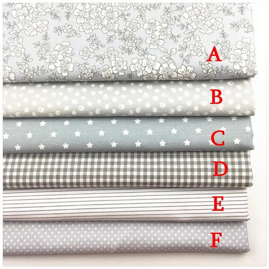 Gray Floral Cotton Fabric 160x50cm Printed Quilting Fabric for Sewing Patchwork Baby Bedding DIY