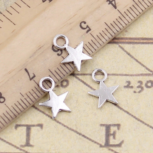 Stern Anhänger Charms 30 Stück 11 x 8 mm Metall für DIY Schmuckherstellung Bastelbedarf