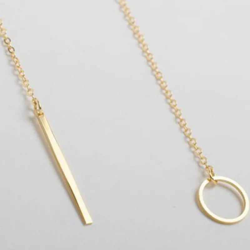 Chic Minimalistische Punk Hangende Ketting voor Vrouwen - Fijn Ronde Cirkel Bar Clavicle Ketting JuJewelry voor Meisjes