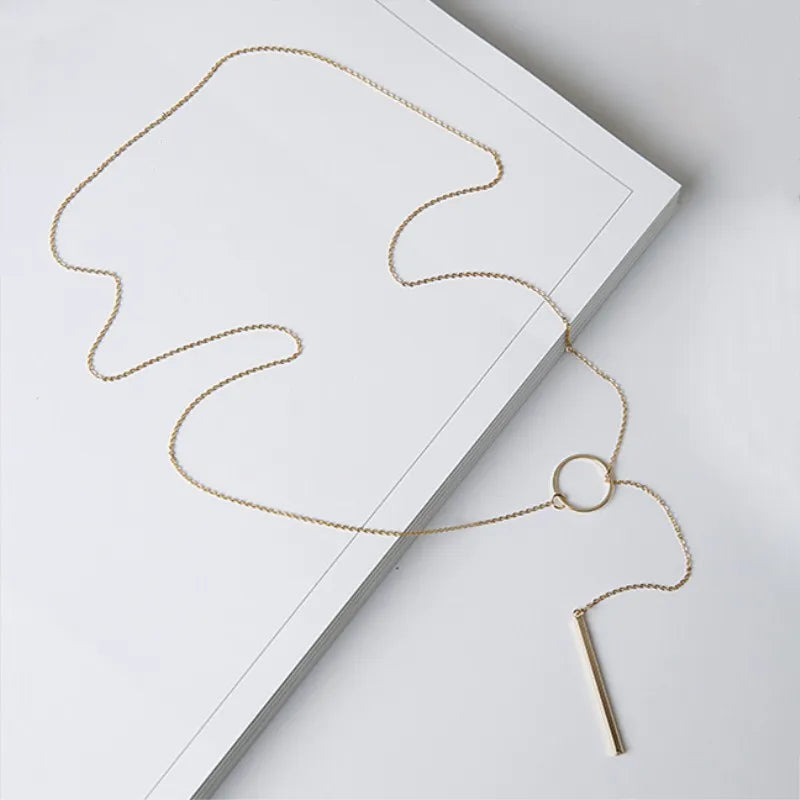 Chic Minimalistische Punk Hangende Ketting voor Vrouwen - Fijn Ronde Cirkel Bar Clavicle Ketting JuJewelry voor Meisjes