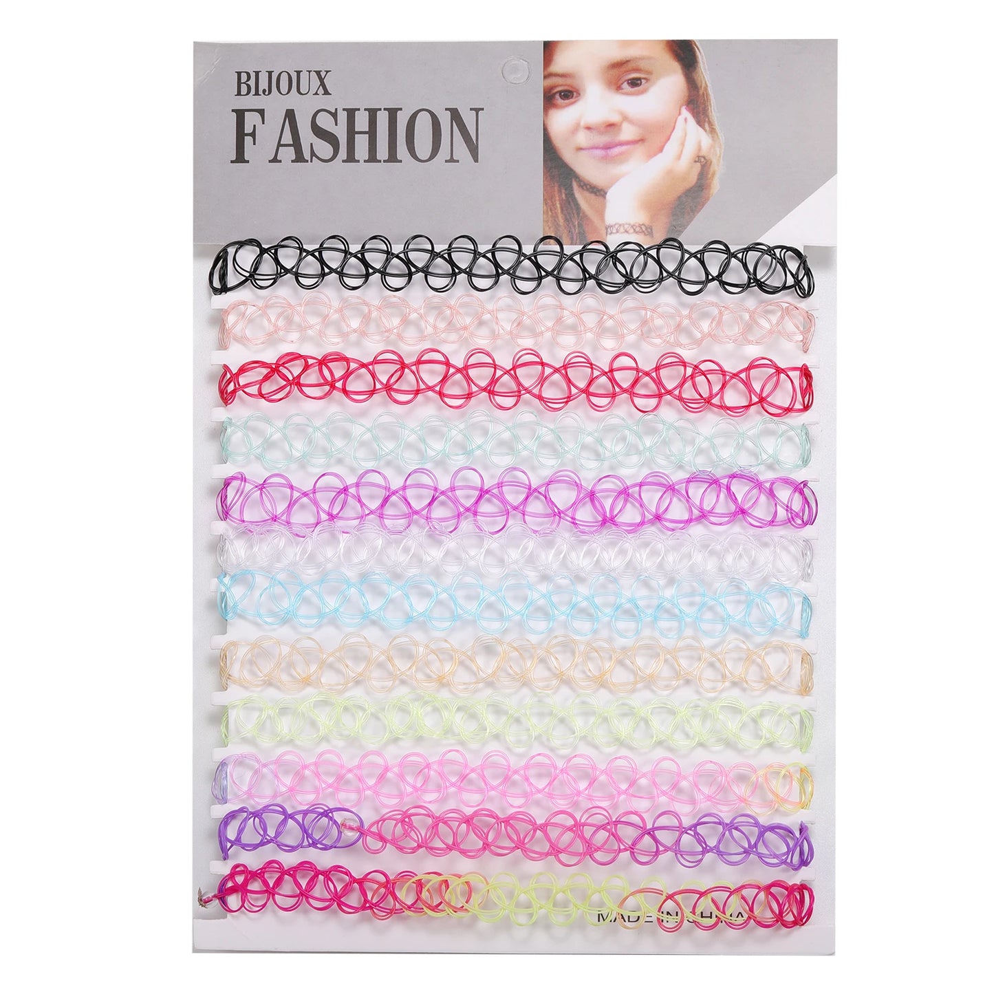 12-delige Retro-geïnspireerde Stretch Choker Ketting Set voor Dames - Stijlvolle Punk Gothic Elastische Kettingen voor Meisjes en Vrouwen