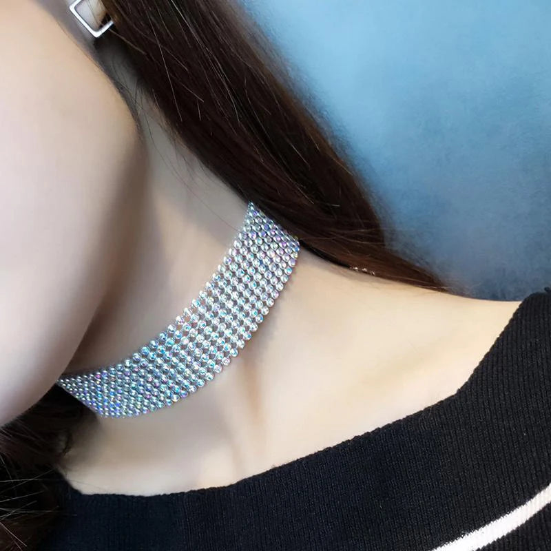 Trendy 2024 Europese Stijl Dames Punk Hip Hop Choker Ketting met Strass Inleg - Een Stijlvol Cadeau!