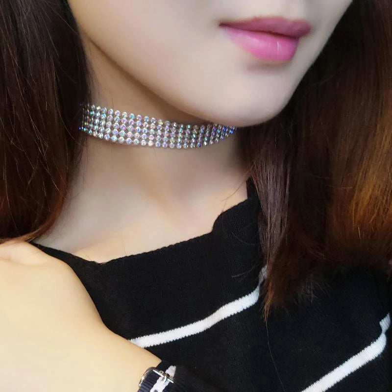Trendy 2024 Europese Stijl Dames Punk Hip Hop Choker Ketting met Strass Inleg - Een Stijlvol Cadeau!