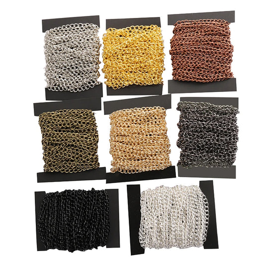 2 m Schmuckkette Metall flach 2.5 3.5 4.5 mm Halskettenkette DIY Schmuckherstellung Kettenzubehör