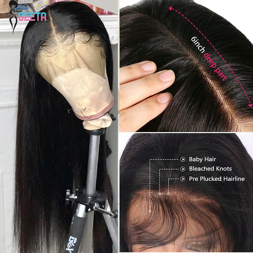 Luxe 30-Inch HD Lace Front Perücke - 13x6 Lace Front Mensenhaar, Rechte Haarstijl met Transparante Lace - Perfect voor een Vlekkeloze Look!