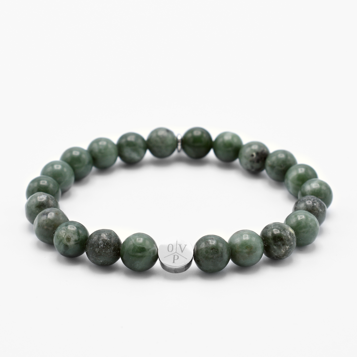 EarthTone – Natuurlijke Groene Steenarmband met Jouw Initialen