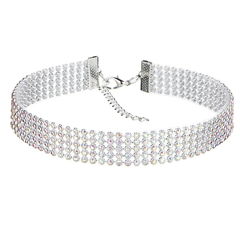 Trendy 2024 Europese Stijl Dames Punk Hip Hop Choker Ketting met Strass Inleg - Een Stijlvol Cadeau!