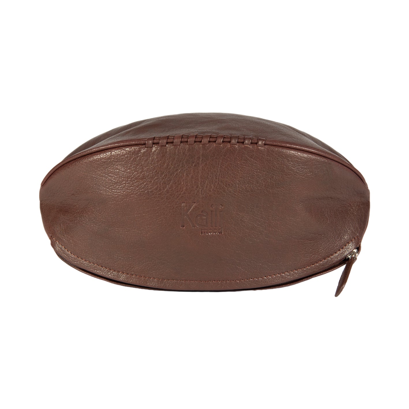 K0011BB | "Rugby Ball" Beauty Case in Genuine Leather - Colour: Dark Brown - Internal elastic to hold bottles - Zip closure - Dimensions: 35 x 14 x 14 cm - Packaging: TNT bag-2
