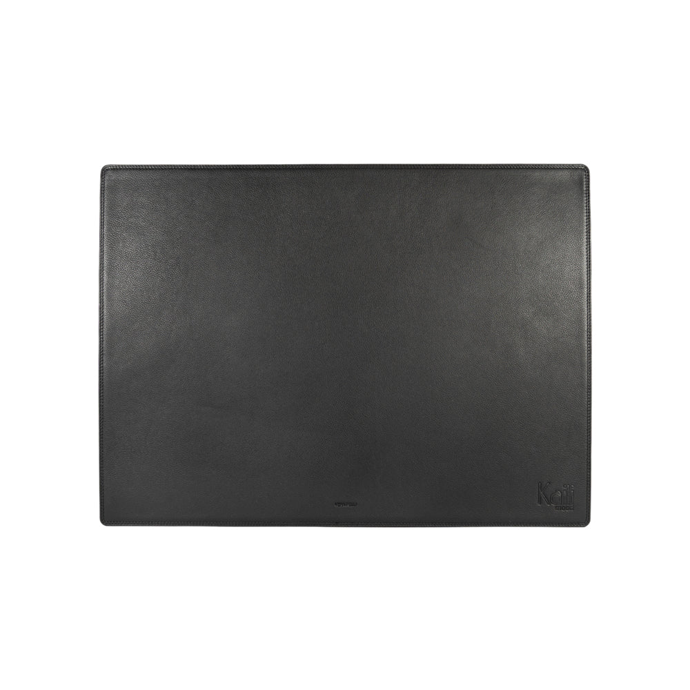K0044AB | Desk Pad in Genuine Full Grain Leather with Dollar Grain - Black Color - Dimensions: 50 x 37 x 0.5 cm - Packaging: Black Cardboard Envelope-1